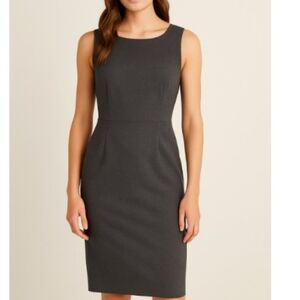 Calvin Klein Charcoal Midi Sheath Dress Size 16 Fitted Bodycon Like New